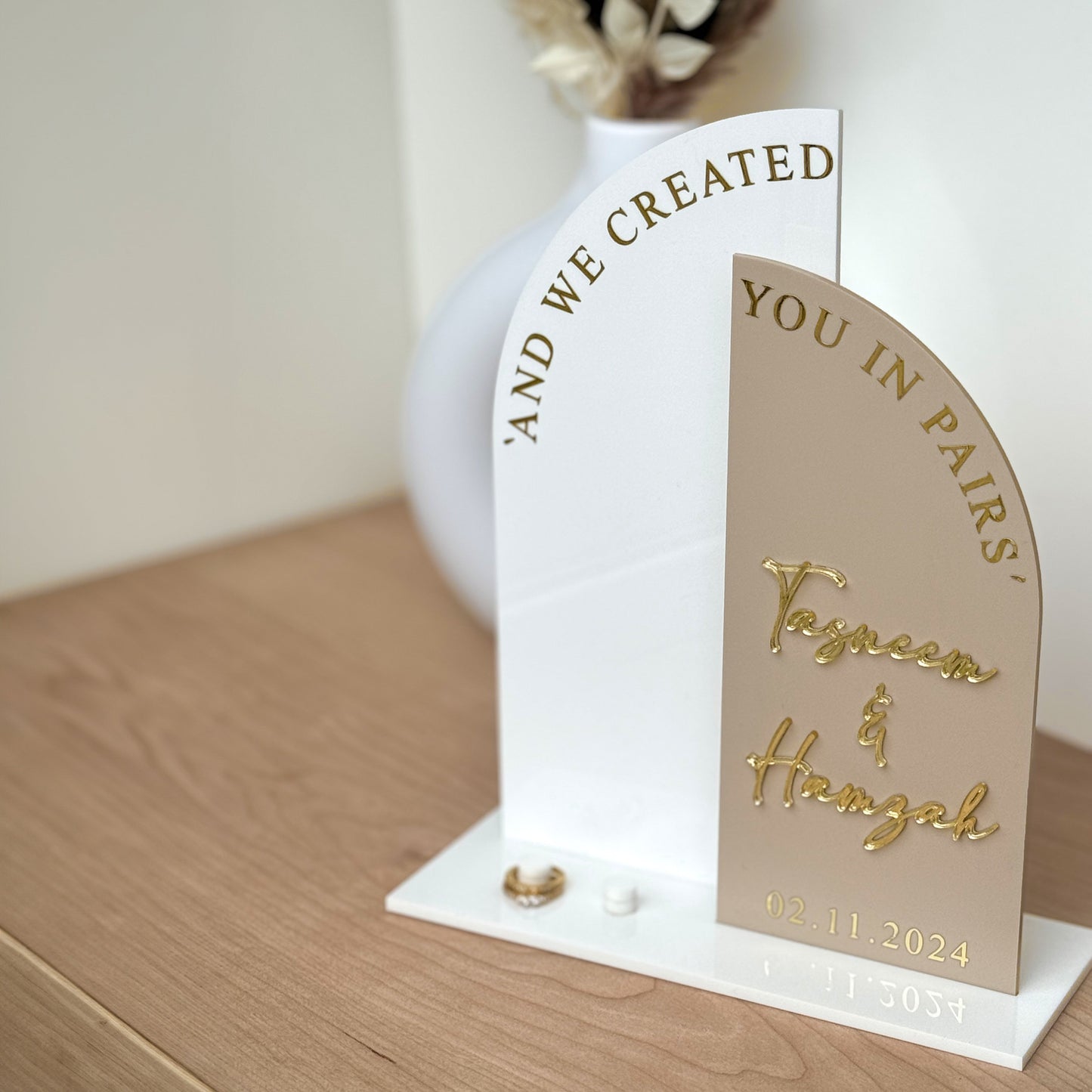 Personalised Couple Wedding Plaque with Ring Holder