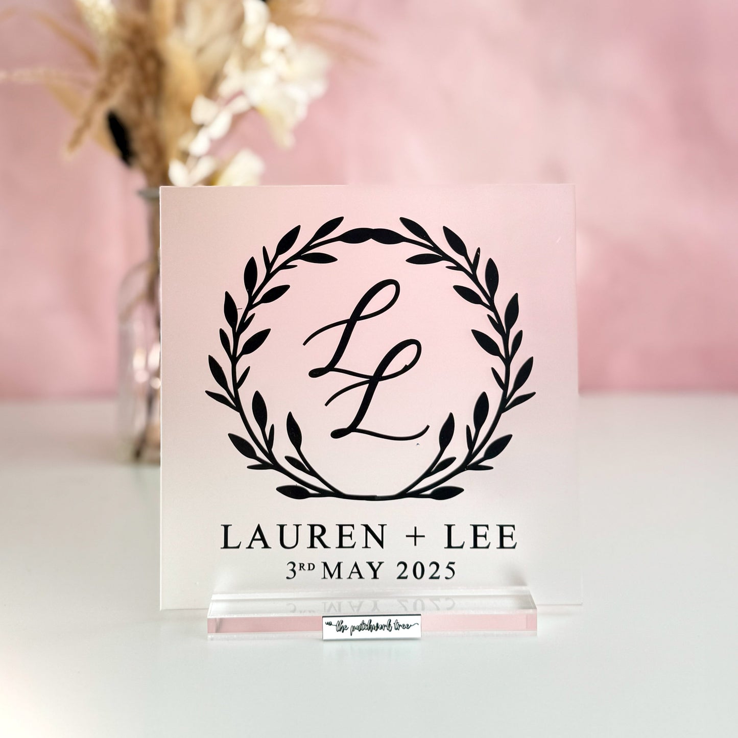 Wreath of Love - Frosted Acrylic Wedding Plaque