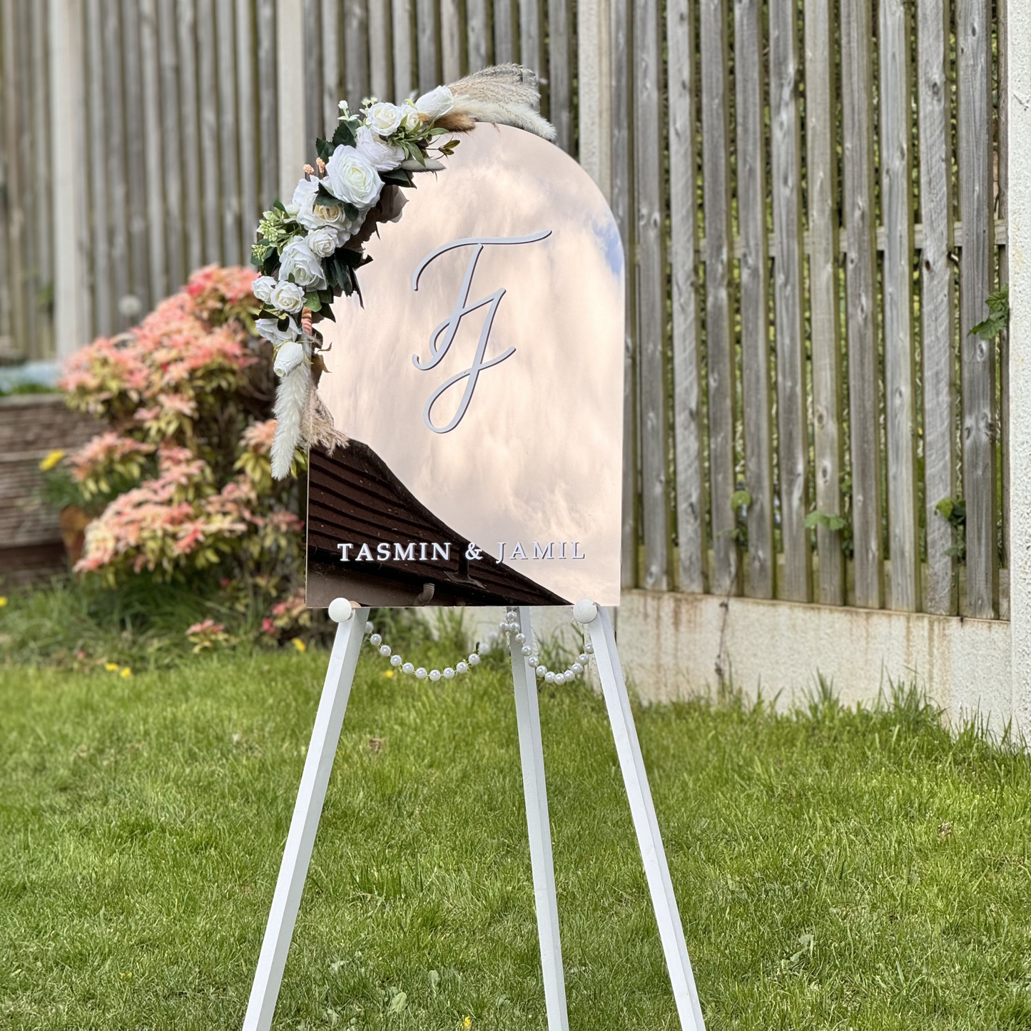 Bronze Arch Acrylic Mirror Wedding Sign