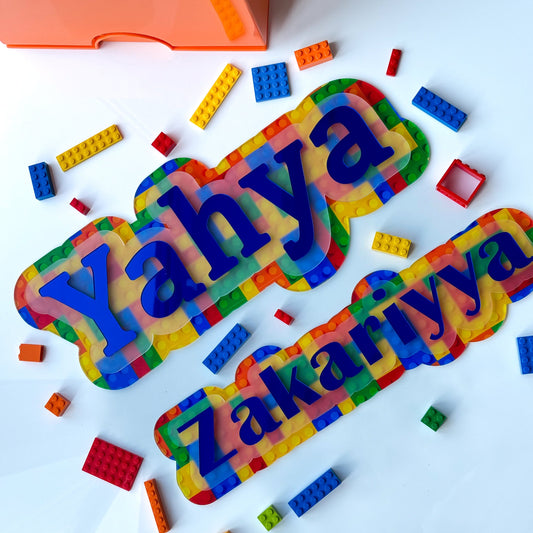 3 layer Acrylic Name Sign - Lego design