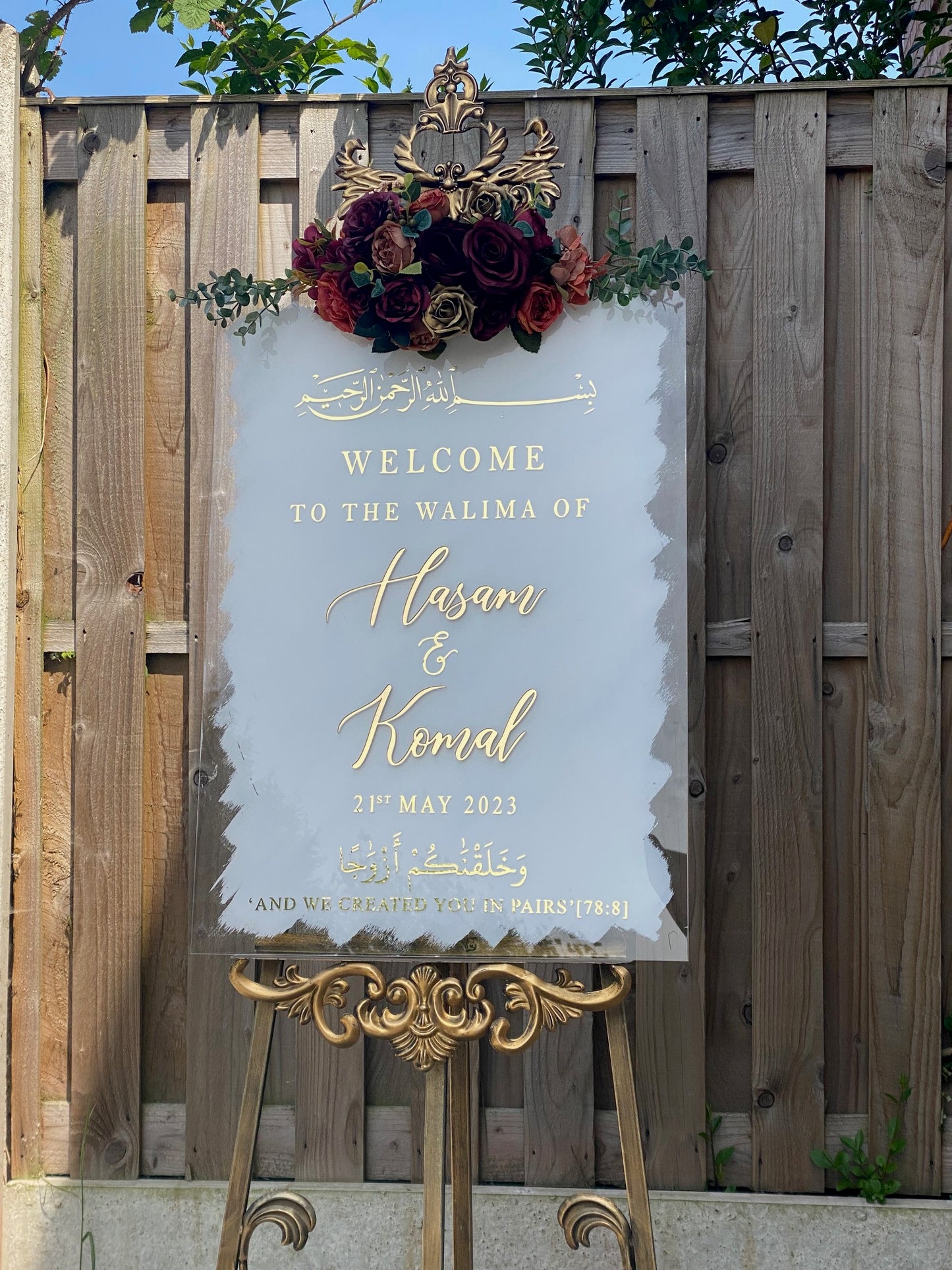 White Painted Acrylic Wedding Sign