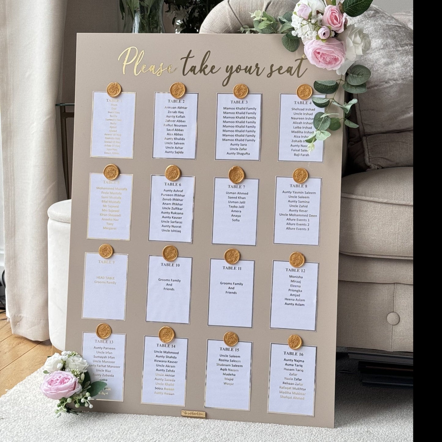 Wedding Seating Plan 70cm x 50cm