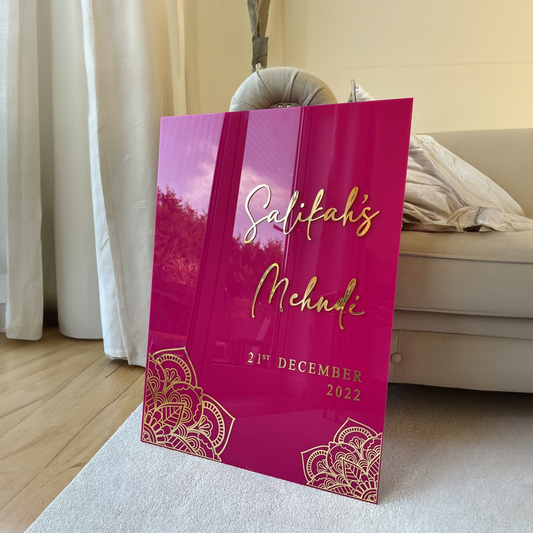 Cerise Acrylic Wedding / Mehndi Signage