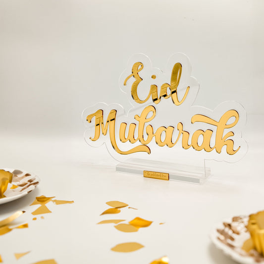 Eid Mubarak sign in gold mirror acrylic