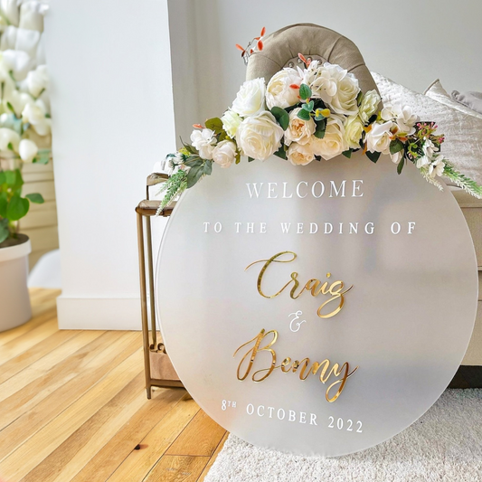 Frosted Circle Acrylic Wedding Sign