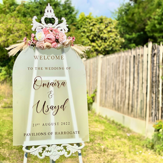 Arched Frosted Acrylic Wedding Signage