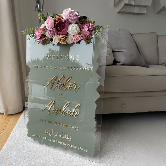 Sage Green Painted Acrylic Wedding Signage