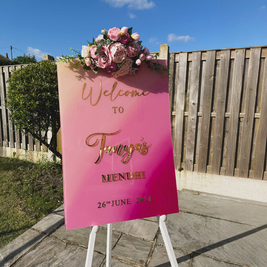 Ombre Painted Acrylic Wedding / Mehndi Sign