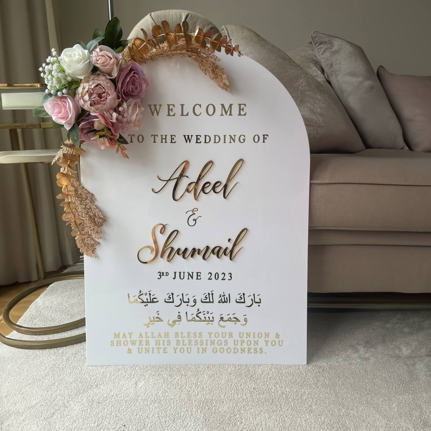 White Arch Acrylic Wedding Signage